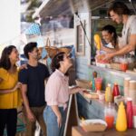 How can shopping centers and large food retailers use food trucks?